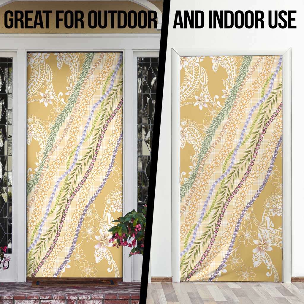 Yellow Palaka Hawaii Leis Door Cover Hawaiian-plaid Elegant Tropical Vibes - Polynesian Pride