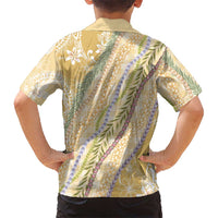 Yellow Palaka Hawaii Leis Family Matching Off The Shoulder Long Sleeve Dress and Hawaiian Shirt Hawaiian-plaid Elegant Tropical Vibes LT14 - Polynesian Pride