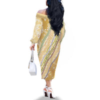 Yellow Palaka Hawaii Leis Family Matching Off The Shoulder Long Sleeve Dress and Hawaiian Shirt Hawaiian-plaid Elegant Tropical Vibes LT14 - Polynesian Pride