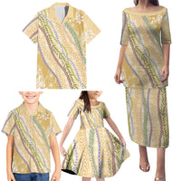Yellow Palaka Hawaii Leis Family Matching Puletasi and Hawaiian Shirt Hawaiian-plaid Elegant Tropical Vibes LT14 - Polynesian Pride