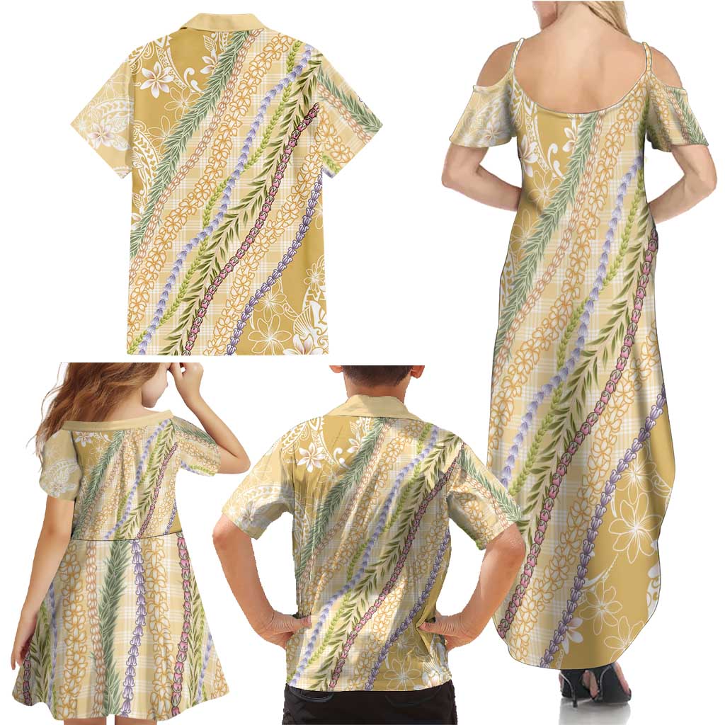 Yellow Palaka Hawaii Leis Family Matching Summer Maxi Dress and Hawaiian Shirt Hawaiian-plaid Elegant Tropical Vibes LT14 - Polynesian Pride