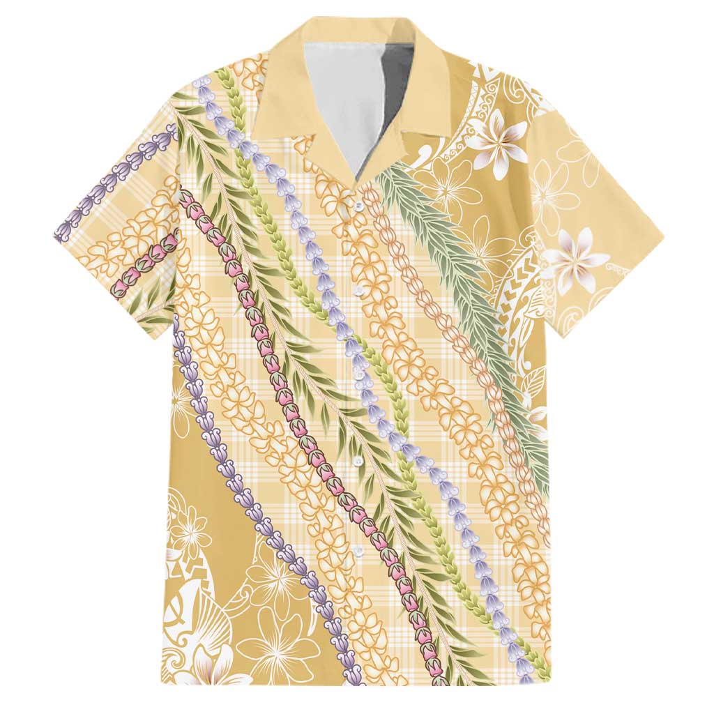 Yellow Palaka Hawaii Leis Family Matching Summer Maxi Dress and Hawaiian Shirt Hawaiian-plaid Elegant Tropical Vibes LT14 Dad's Shirt - Short Sleeve Yellow - Polynesian Pride