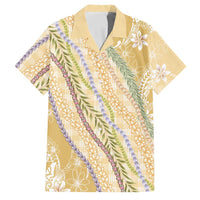 Yellow Palaka Hawaii Leis Family Matching Summer Maxi Dress and Hawaiian Shirt Hawaiian-plaid Elegant Tropical Vibes LT14 Dad's Shirt - Short Sleeve Yellow - Polynesian Pride