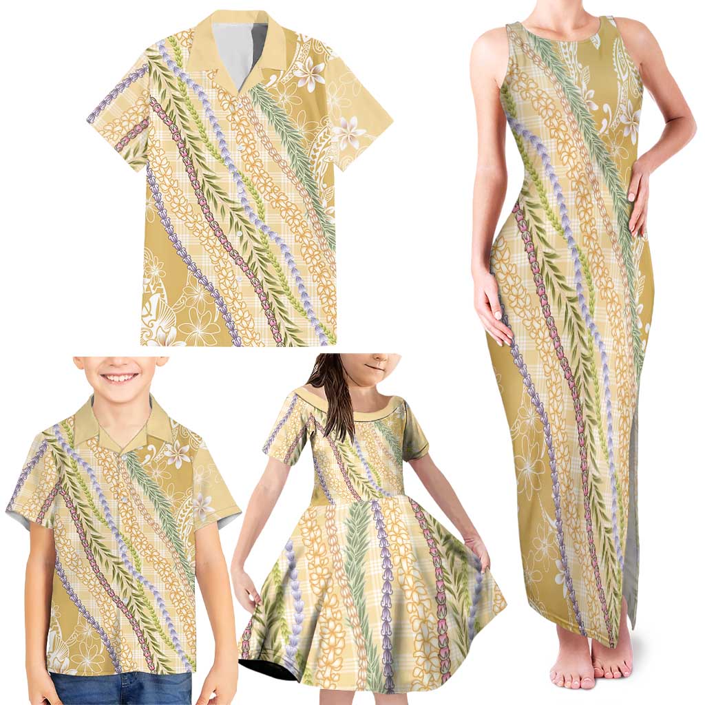 Yellow Palaka Hawaii Leis Family Matching Tank Maxi Dress and Hawaiian Shirt Hawaiian-plaid Elegant Tropical Vibes LT14 - Polynesian Pride