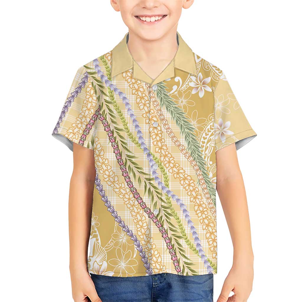 Yellow Palaka Hawaii Leis Family Matching Tank Maxi Dress and Hawaiian Shirt Hawaiian-plaid Elegant Tropical Vibes LT14 Son's Shirt Yellow - Polynesian Pride