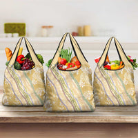 Yellow Palaka Hawaii Leis Grocery Bag Hawaiian-plaid Elegant Tropical Vibes - Polynesian Pride