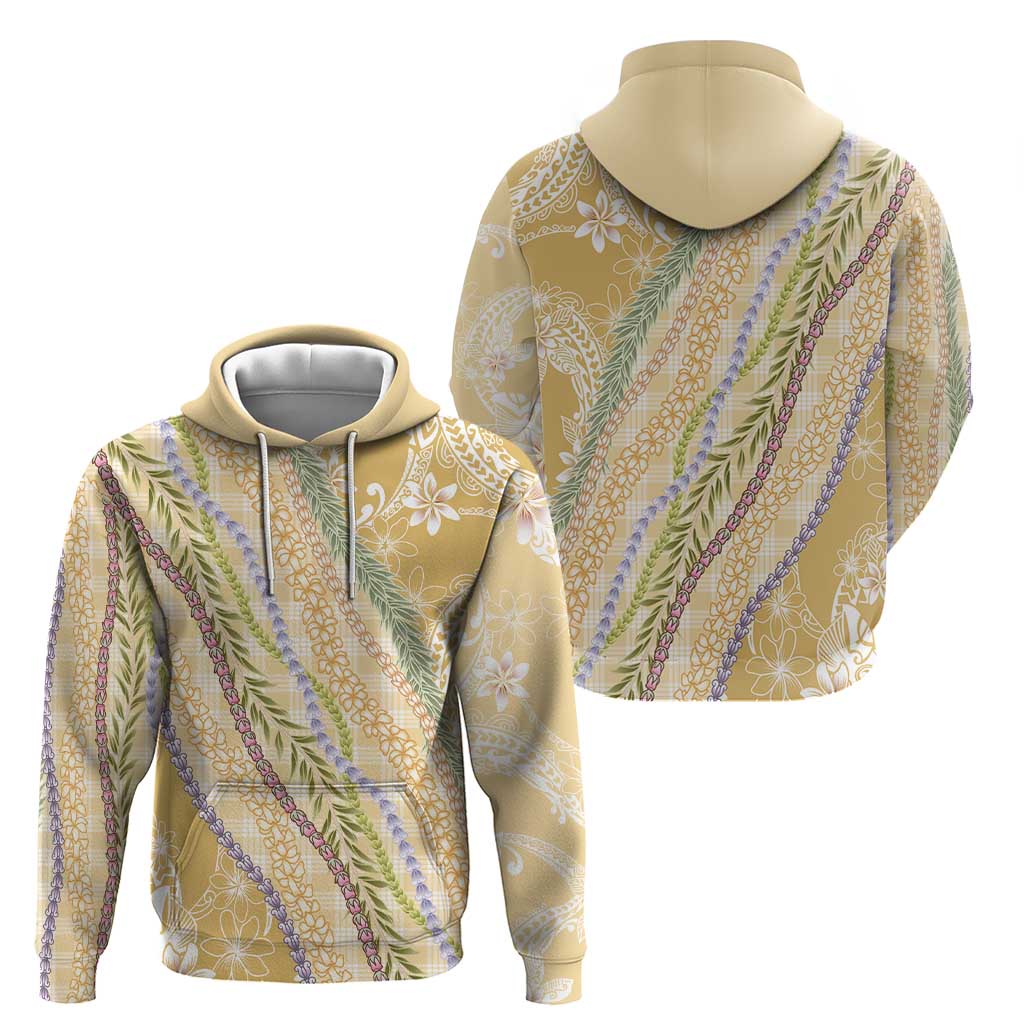 Yellow Palaka Hawaii Leis Hoodie Hawaiian-plaid Elegant Tropical Vibes - Polynesian Pride