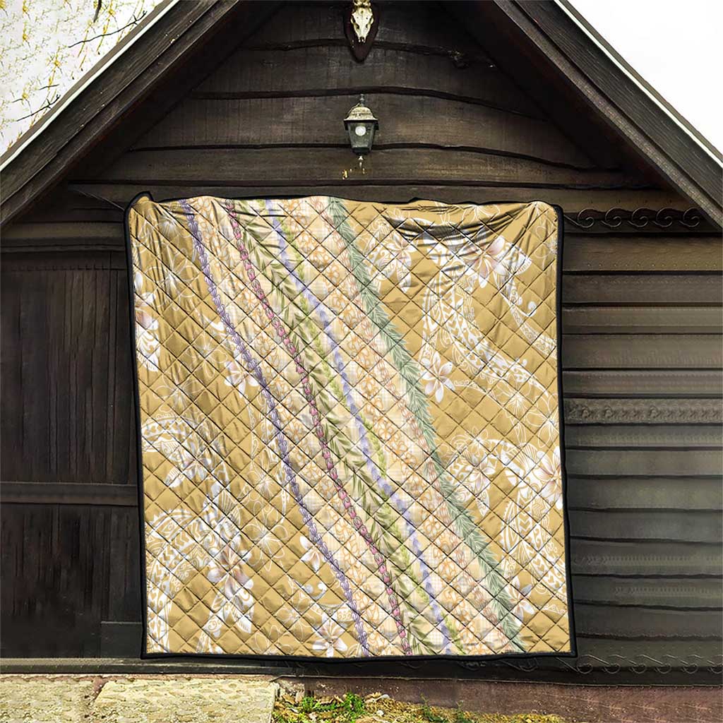 Yellow Palaka Hawaii Leis Quilt Hawaiian-plaid Elegant Tropical Vibes - Polynesian Pride