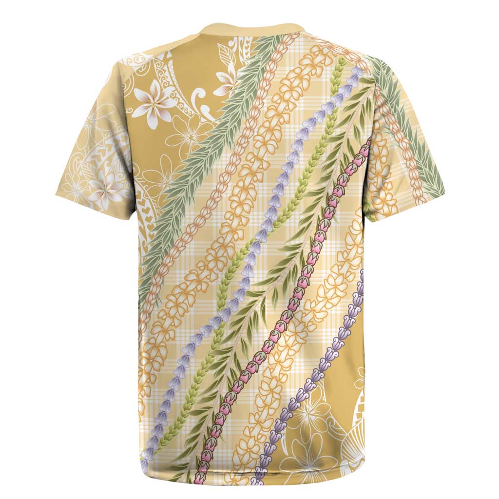 Yellow Palaka Hawaii Leis Rugby Jersey Hawaiian-plaid Elegant Tropical Vibes - Polynesian Pride