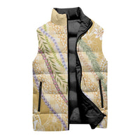 Yellow Palaka Hawaii Leis Sleeveless Puffer Jacket Hawaiian-plaid Elegant Tropical Vibes - Polynesian Pride