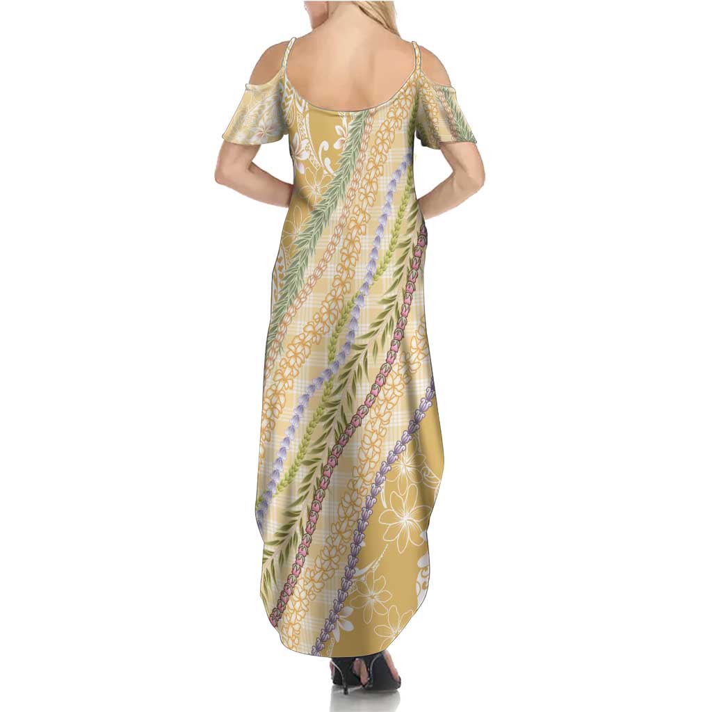 Yellow Palaka Hawaii Leis Summer Maxi Dress Hawaiian-plaid Elegant Tropical Vibes - Polynesian Pride