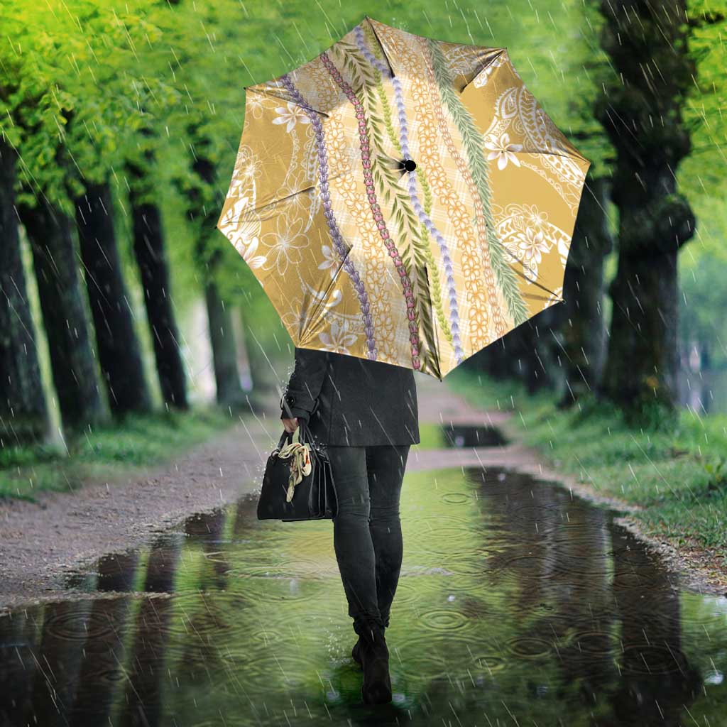 Yellow Palaka Hawaii Leis Umbrella Hawaiian-plaid Elegant Tropical Vibes - Polynesian Pride