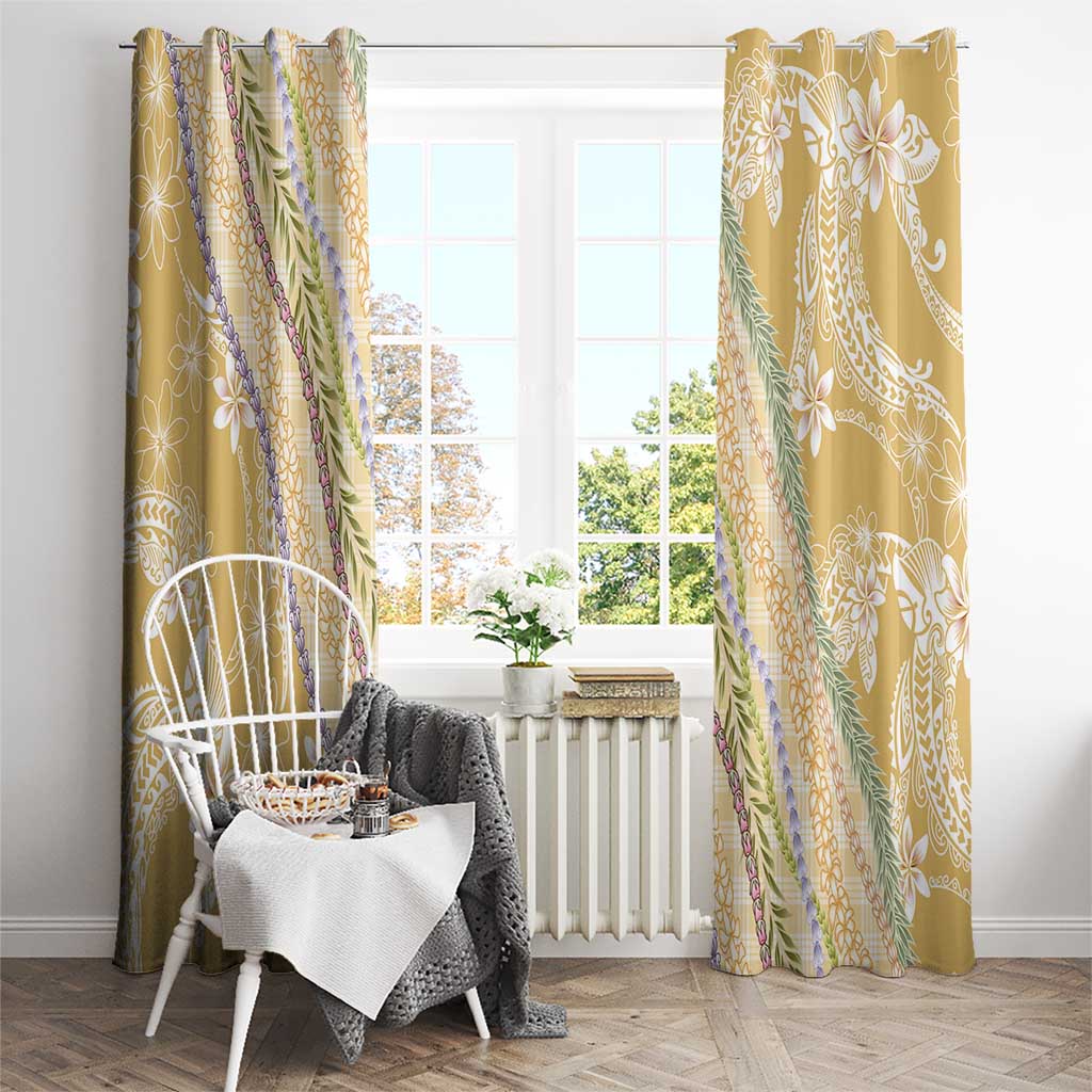 Yellow Palaka Hawaii Leis Window Curtain Hawaiian-plaid Elegant Tropical Vibes - Polynesian Pride