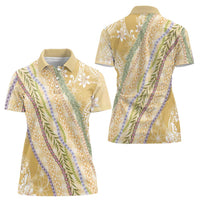 Yellow Palaka Hawaii Leis Women Polo Shirt Hawaiian-plaid Elegant Tropical Vibes - Polynesian Pride