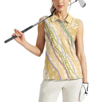 Yellow Palaka Hawaii Leis Women Sleeveless Polo Shirt Hawaiian-plaid Elegant Tropical Vibes - Polynesian Pride