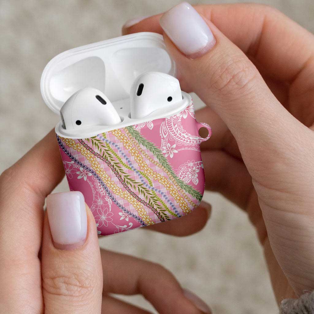 Pink Palaka Hawaii Leis AirPods Case Hawaiian-plaid Elegant Tropical Vibes - Polynesian Pride