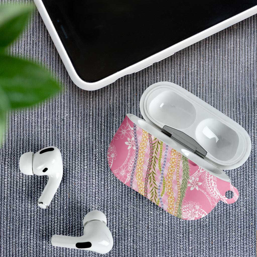 Pink Palaka Hawaii Leis AirPods Case Hawaiian-plaid Elegant Tropical Vibes - Polynesian Pride