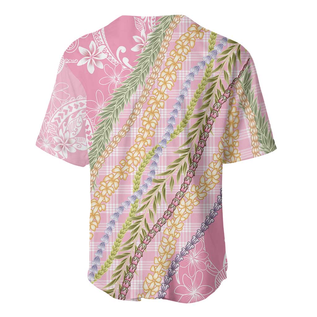 Pink Palaka Hawaii Leis Baseball Jersey Hawaiian-plaid Elegant Tropical Vibes - Polynesian Pride