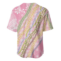 Pink Palaka Hawaii Leis Baseball Jersey Hawaiian-plaid Elegant Tropical Vibes - Polynesian Pride