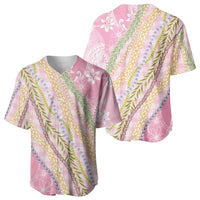Pink Palaka Hawaii Leis Baseball Jersey Hawaiian-plaid Elegant Tropical Vibes - Polynesian Pride