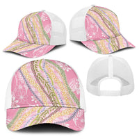 Pink Palaka Hawaii Leis Baseball Net Cap Hawaiian-plaid Elegant Tropical Vibes - Polynesian Pride
