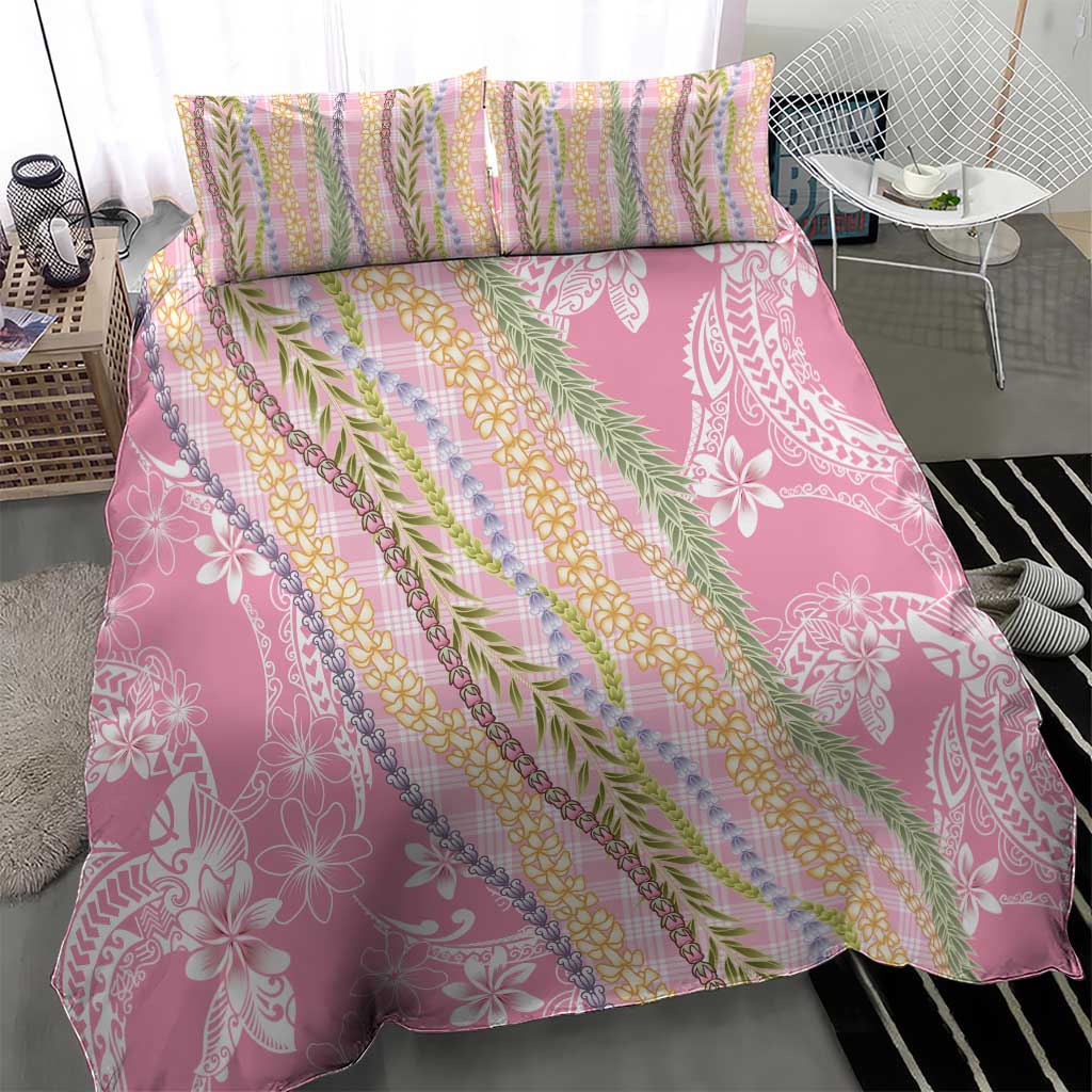 Pink Palaka Hawaii Leis Bedding Set Hawaiian-plaid Elegant Tropical Vibes - Polynesian Pride