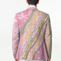 Pink Palaka Hawaii Leis Blazer Hawaiian-plaid Elegant Tropical Vibes - Polynesian Pride