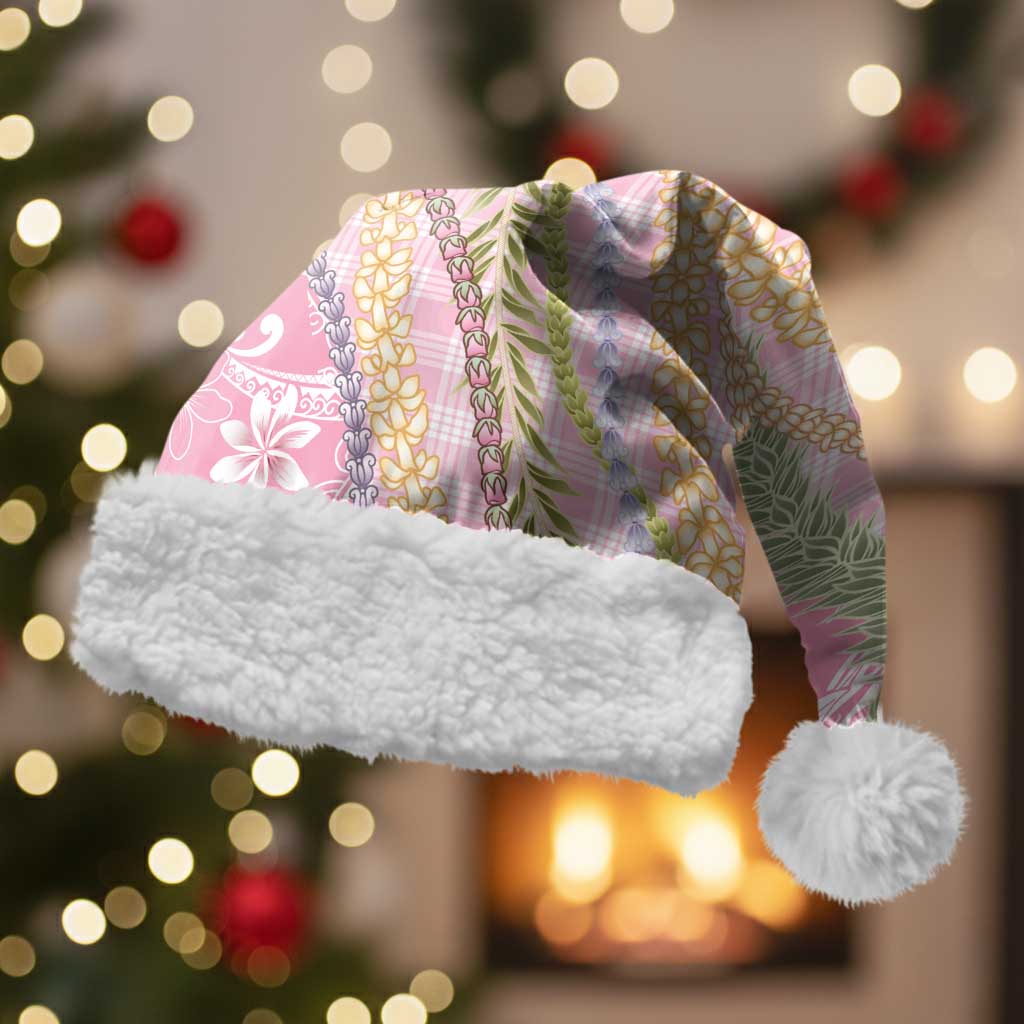 Pink Palaka Hawaii Leis Christmas Santa Hat Hawaiian-plaid Elegant Tropical Vibes - Polynesian Pride