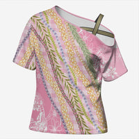 Pink Palaka Hawaii Leis Cross Shoulder Shirt Hawaiian-plaid Elegant Tropical Vibes - Polynesian Pride