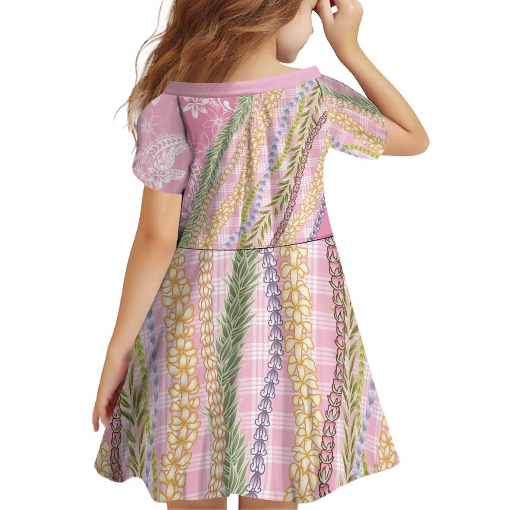 Pink Palaka Hawaii Leis Family Matching Off Shoulder Maxi Dress and Hawaiian Shirt Hawaiian-plaid Elegant Tropical Vibes LT14 - Polynesian Pride