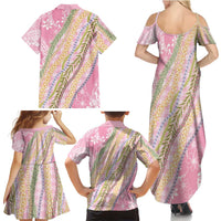 Pink Palaka Hawaii Leis Family Matching Summer Maxi Dress and Hawaiian Shirt Hawaiian-plaid Elegant Tropical Vibes LT14 - Polynesian Pride