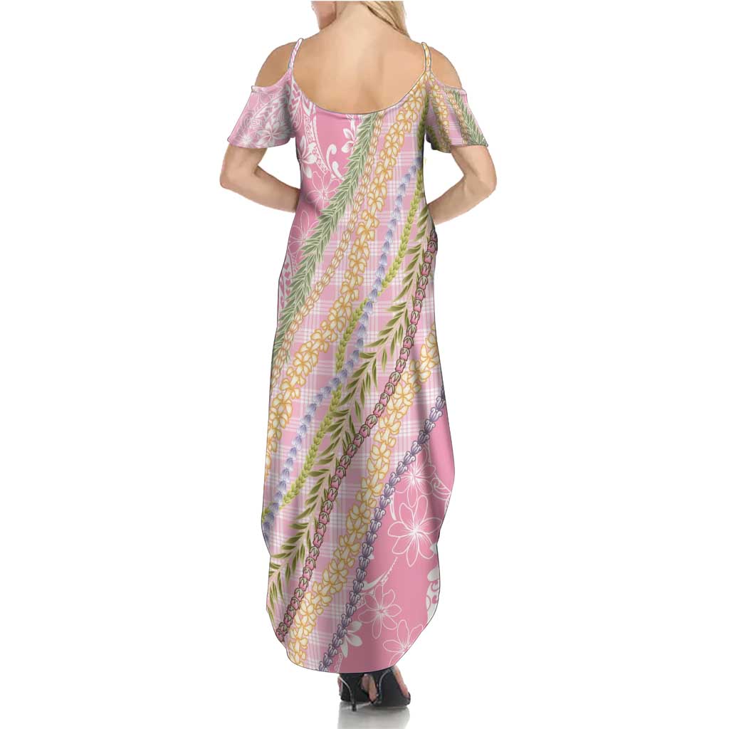 Pink Palaka Hawaii Leis Family Matching Summer Maxi Dress and Hawaiian Shirt Hawaiian-plaid Elegant Tropical Vibes LT14 - Polynesian Pride