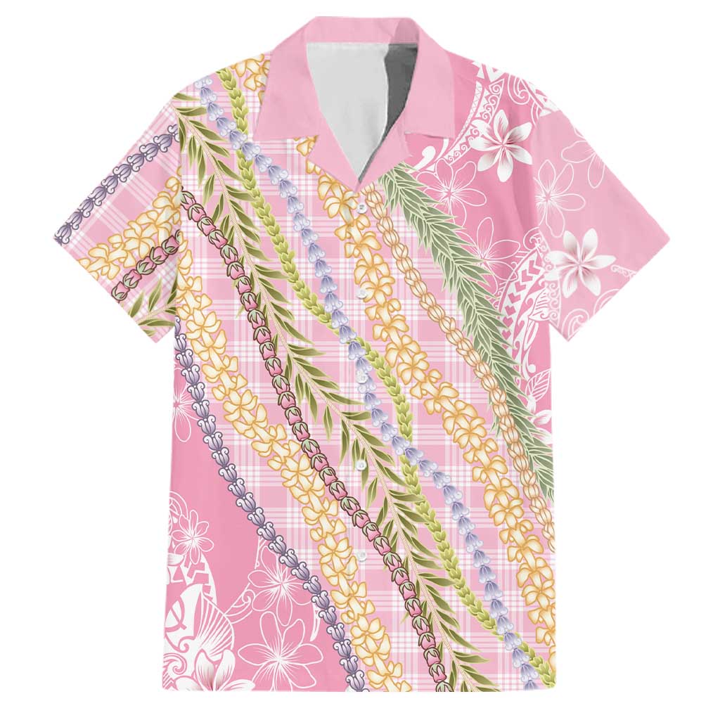 Pink Palaka Hawaii Leis Family Matching Tank Maxi Dress and Hawaiian Shirt Hawaiian-plaid Elegant Tropical Vibes LT14 Dad's Shirt - Short Sleeve Pink - Polynesian Pride