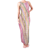 Pink Palaka Hawaii Leis Family Matching Tank Maxi Dress and Hawaiian Shirt Hawaiian-plaid Elegant Tropical Vibes LT14 Mom's Dress Pink - Polynesian Pride