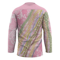 Pink Palaka Hawaii Leis Hockey Jersey Hawaiian-plaid Elegant Tropical Vibes - Polynesian Pride