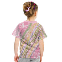 Pink Palaka Hawaii Leis Kid T Shirt Hawaiian-plaid Elegant Tropical Vibes - Polynesian Pride