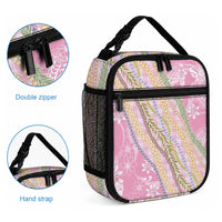 Pink Palaka Hawaii Leis Lunch Bag Hawaiian-plaid Elegant Tropical Vibes