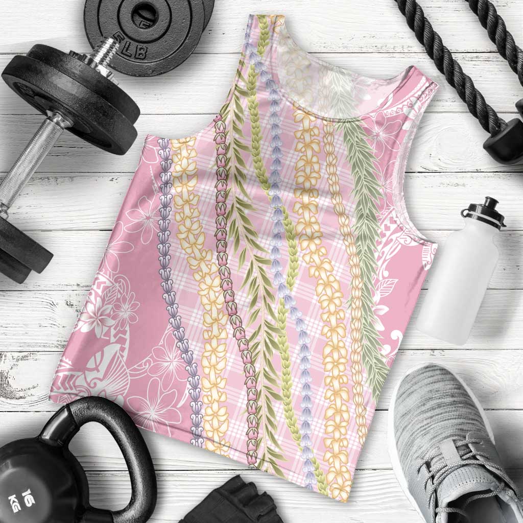 Pink Palaka Hawaii Leis Men Tank Top Hawaiian-plaid Elegant Tropical Vibes - Polynesian Pride