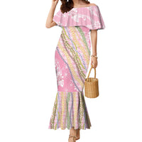 Pink Palaka Hawaii Leis Mermaid Dress Hawaiian-plaid Elegant Tropical Vibes - Polynesian Pride