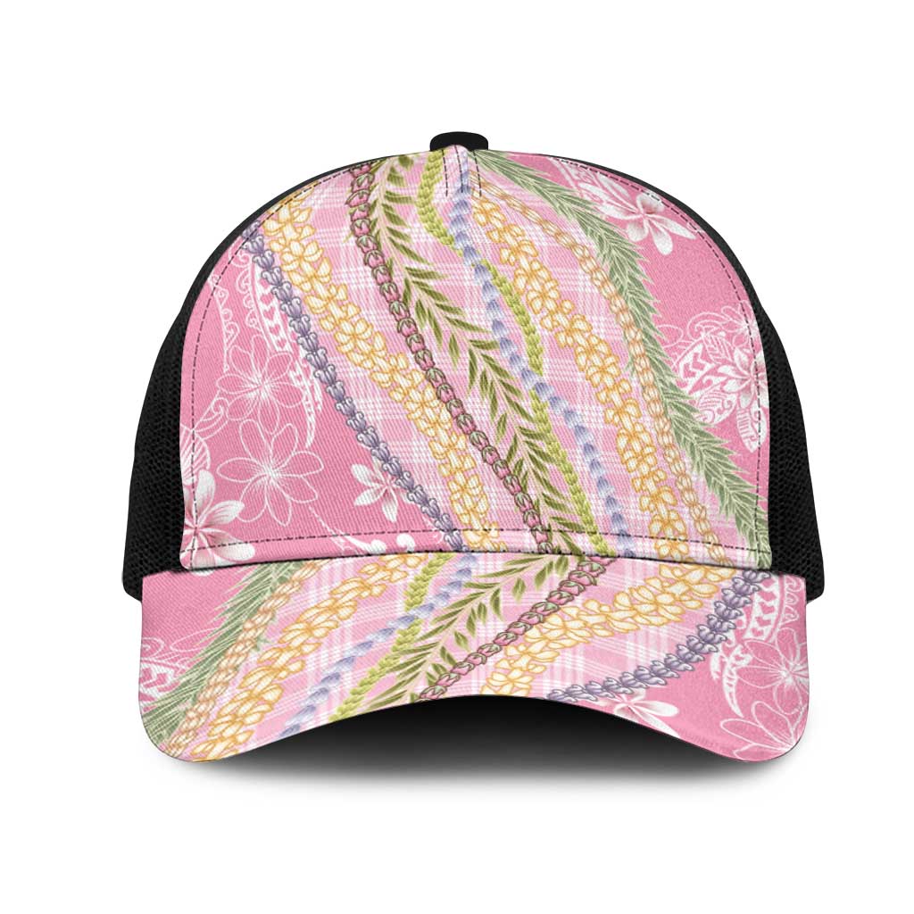 Pink Palaka Hawaii Leis Mesh Trucker Cap Hawaiian-plaid Elegant Tropical Vibes - Polynesian Pride