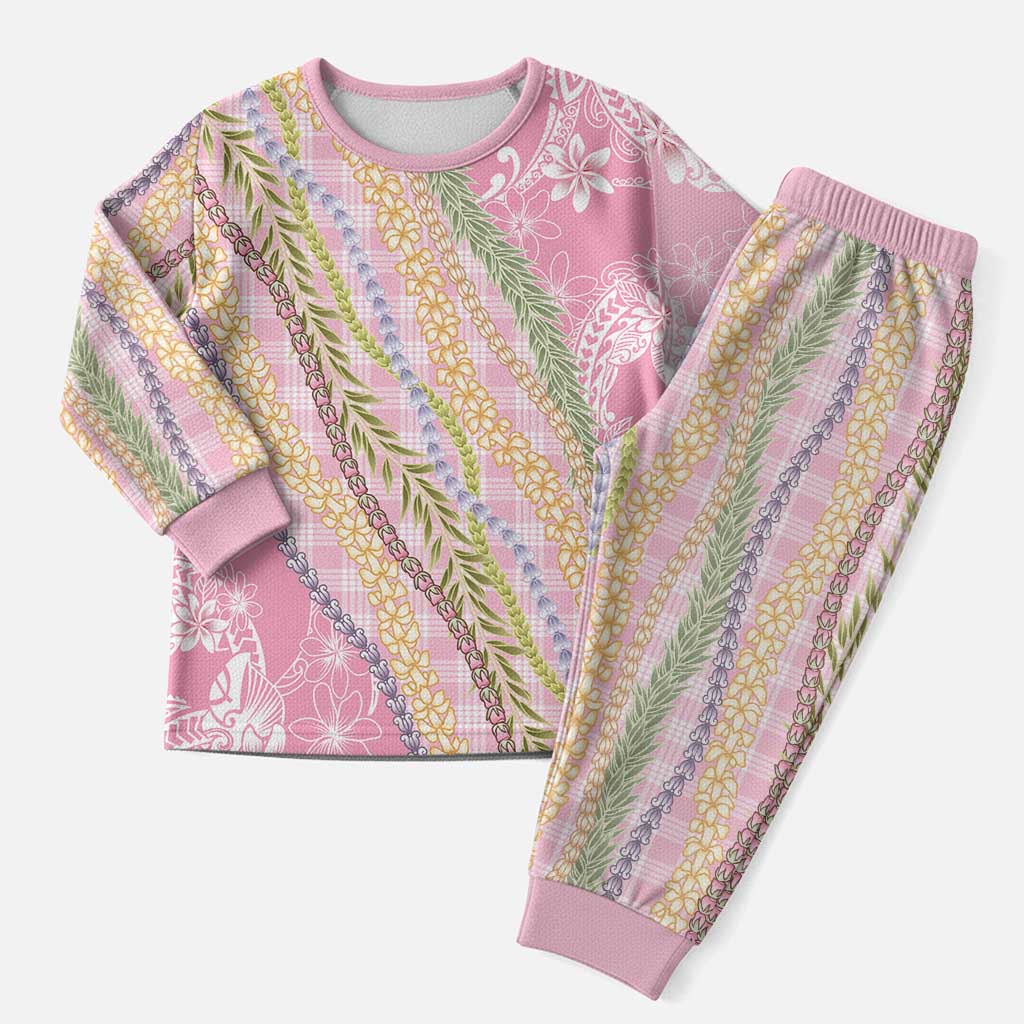 Pink Palaka Hawaii Leis Christmas Pajama Set Hawaiian-plaid Elegant Tropical Vibes - Polynesian Pride