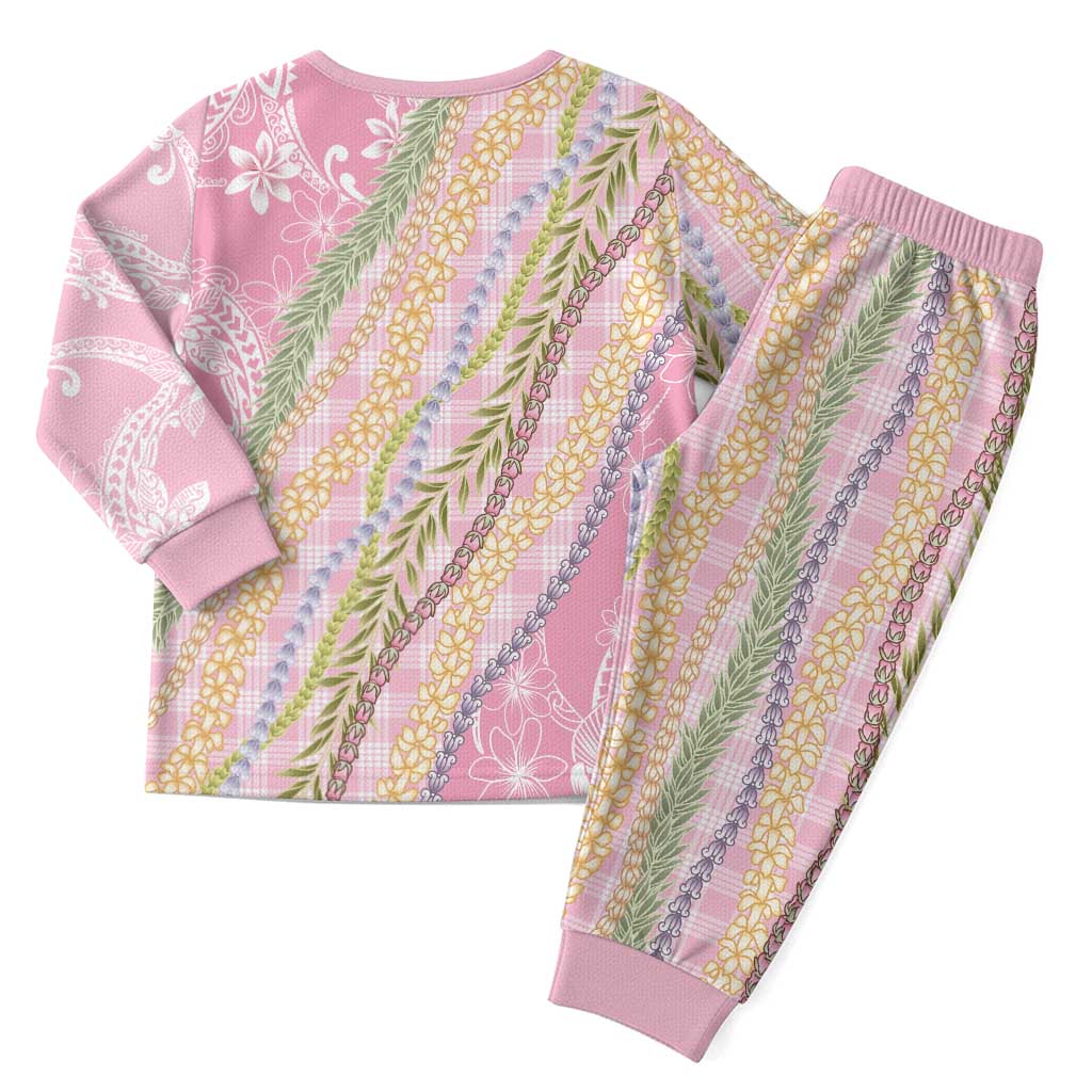 Pink Palaka Hawaii Leis Christmas Pajama Set Hawaiian-plaid Elegant Tropical Vibes LT14 - Polynesian Pride