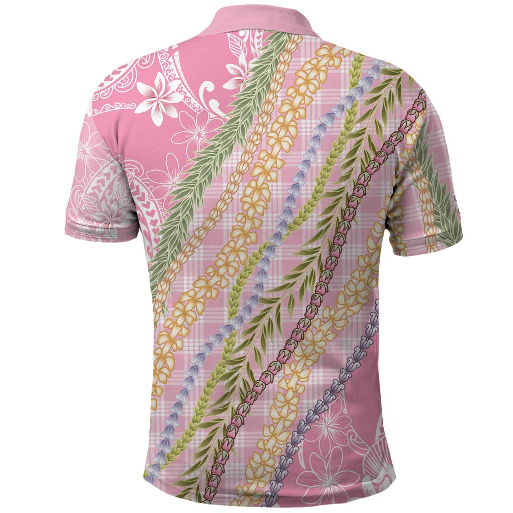Pink Palaka Hawaii Leis Polo Shirt Hawaiian-plaid Elegant Tropical Vibes - Polynesian Pride