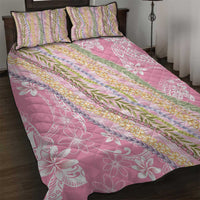 Pink Palaka Hawaii Leis Quilt Bed Set Hawaiian-plaid Elegant Tropical Vibes LT14 Pink - Polynesian Pride