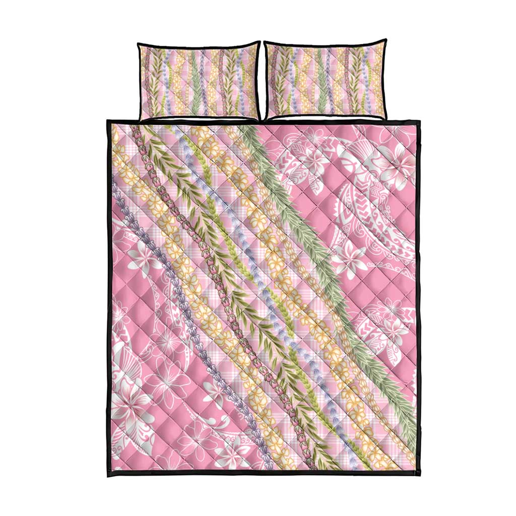 Pink Palaka Hawaii Leis Quilt Bed Set Hawaiian-plaid Elegant Tropical Vibes LT14 - Polynesian Pride