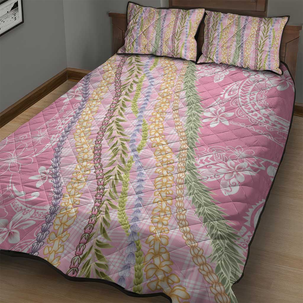 Pink Palaka Hawaii Leis Quilt Bed Set Hawaiian-plaid Elegant Tropical Vibes LT14 - Polynesian Pride