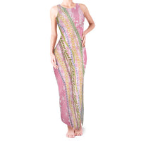 Pink Palaka Hawaii Leis Tank Maxi Dress Hawaiian-plaid Elegant Tropical Vibes - Polynesian Pride