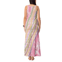 Pink Palaka Hawaii Leis Tank Maxi Dress Hawaiian-plaid Elegant Tropical Vibes - Polynesian Pride