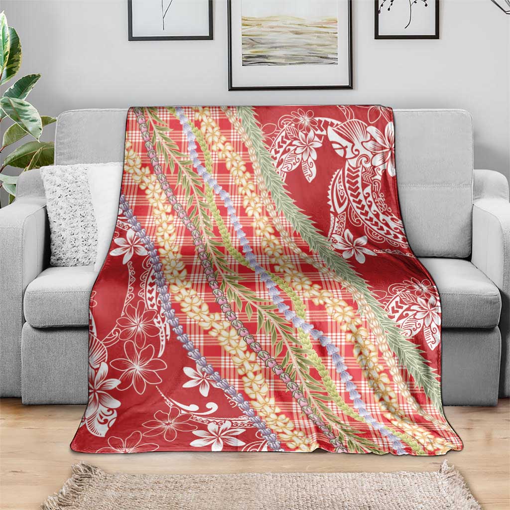 Red Palaka Hawaii Leis Blanket Hawaiian-plaid Elegant Tropical Vibes - Polynesian Pride