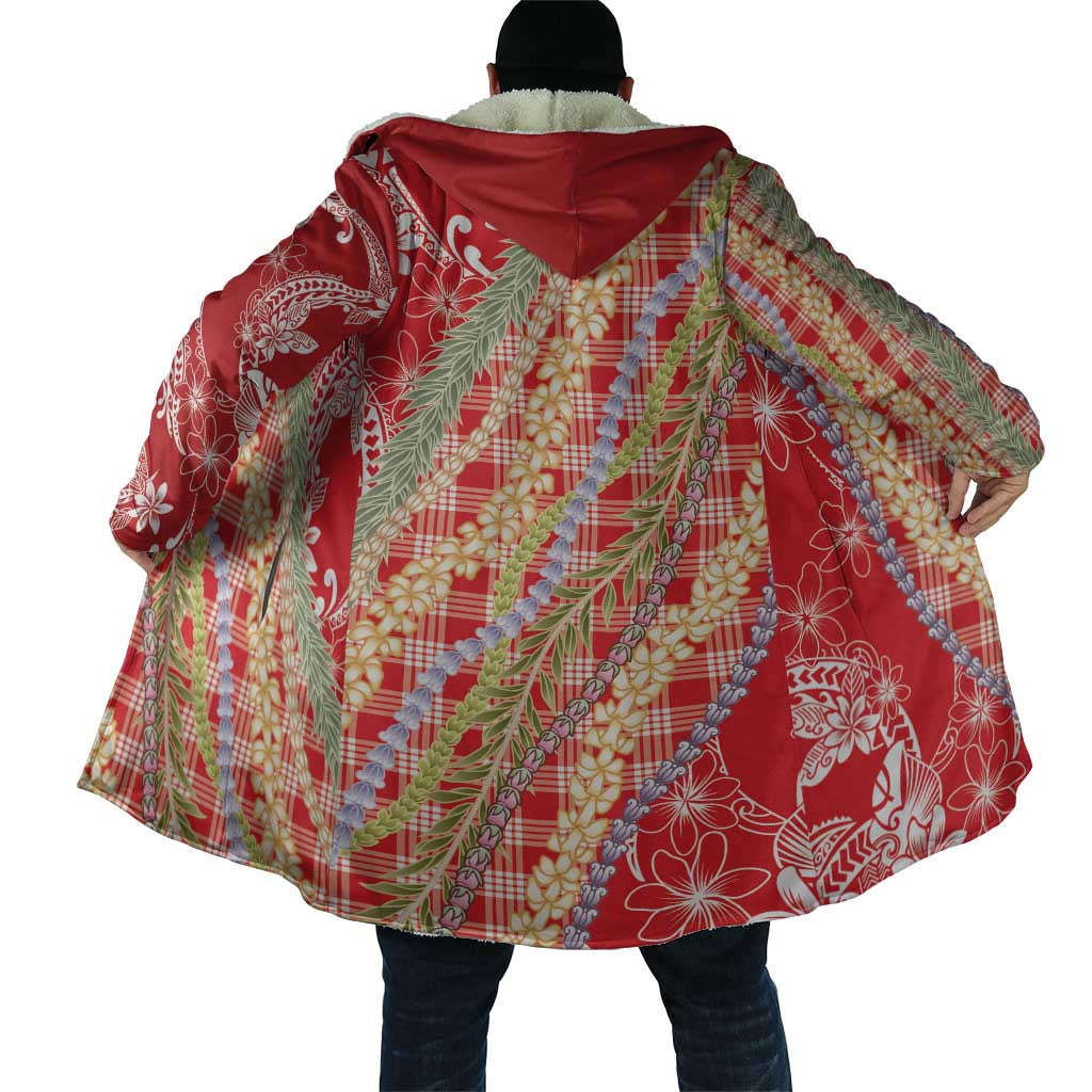 Red Palaka Hawaii Leis Cloak Hawaiian-plaid Elegant Tropical Vibes - Polynesian Pride